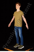  Matthew blue jeans brown t shirt casual dressed green sneakers standing whole body 0010.jpg